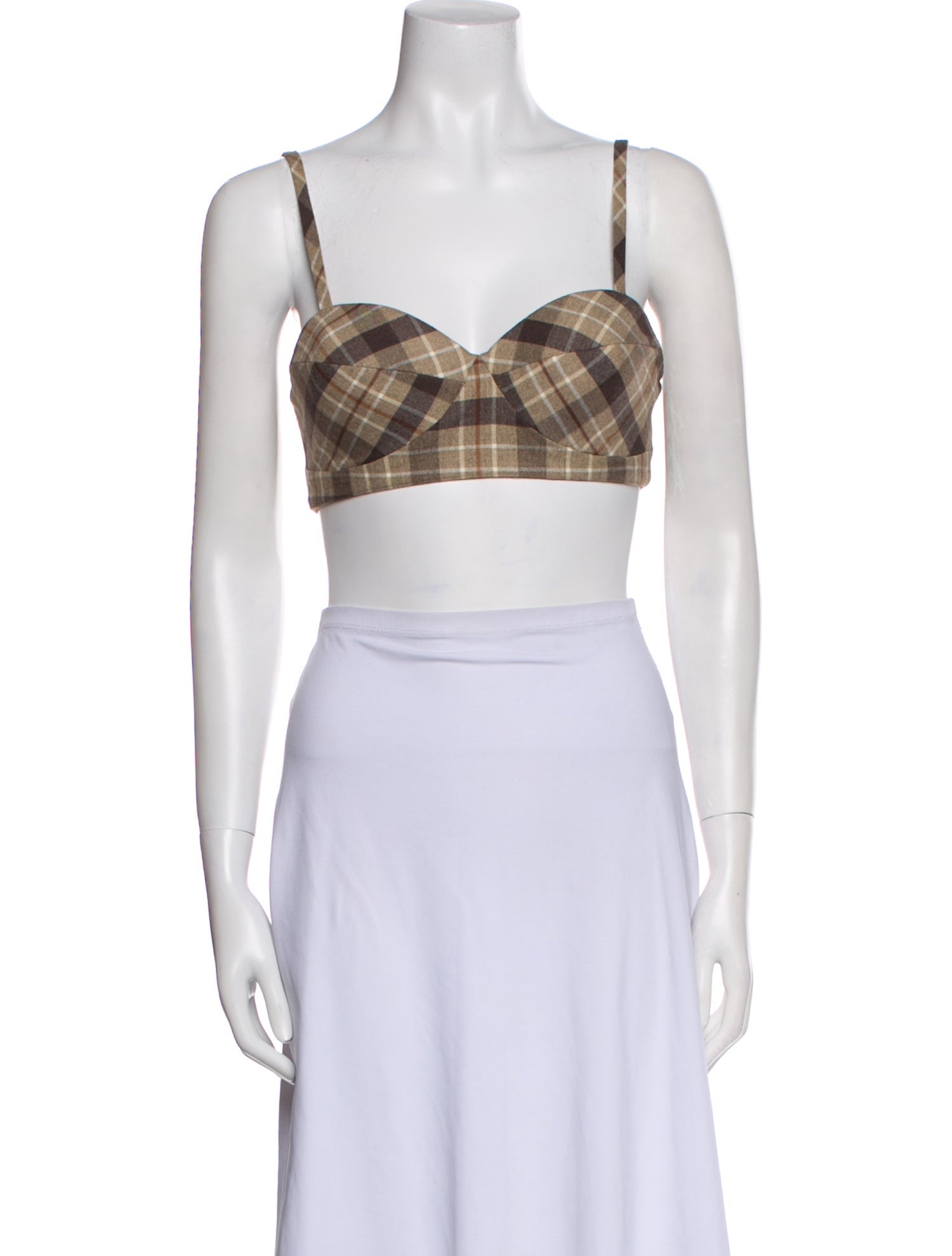 Favorite Daughter Plaid Print Square Neckline Crop Top w/ Tags