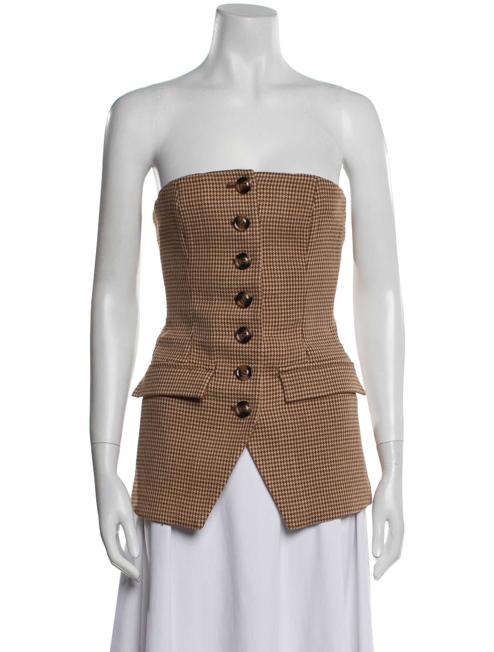 Favorite Daughter Houndstooth Print Strapless Top