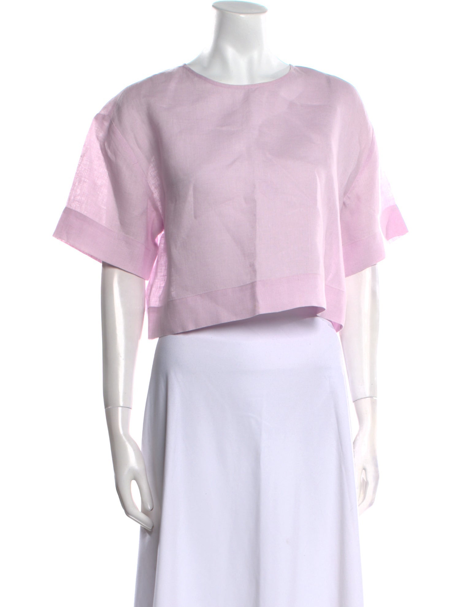 Favorite Daughter Linen Crew Neck Crop Top