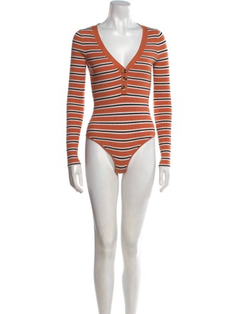 Favorite Daughter Striped V-Neck Bodysuit