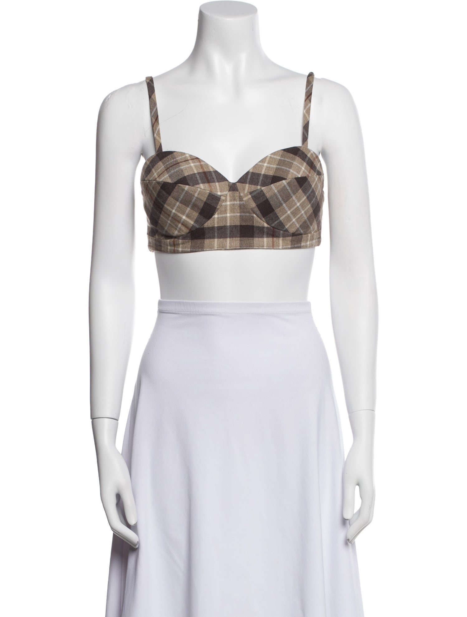 Favorite Daughter Plaid Print Square Neckline Crop Top w/ Tags