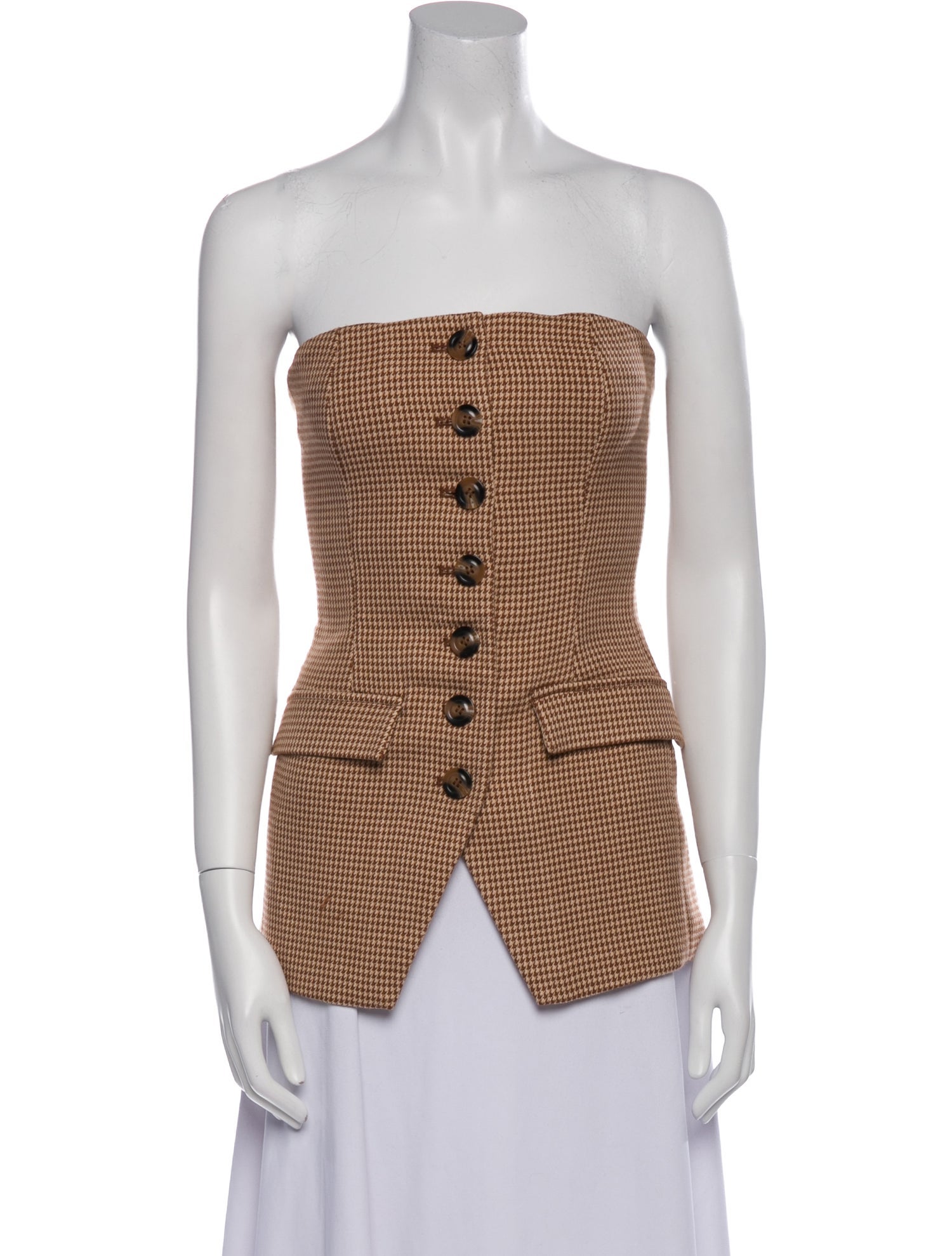 Favorite Daughter Houndstooth Print Strapless Top