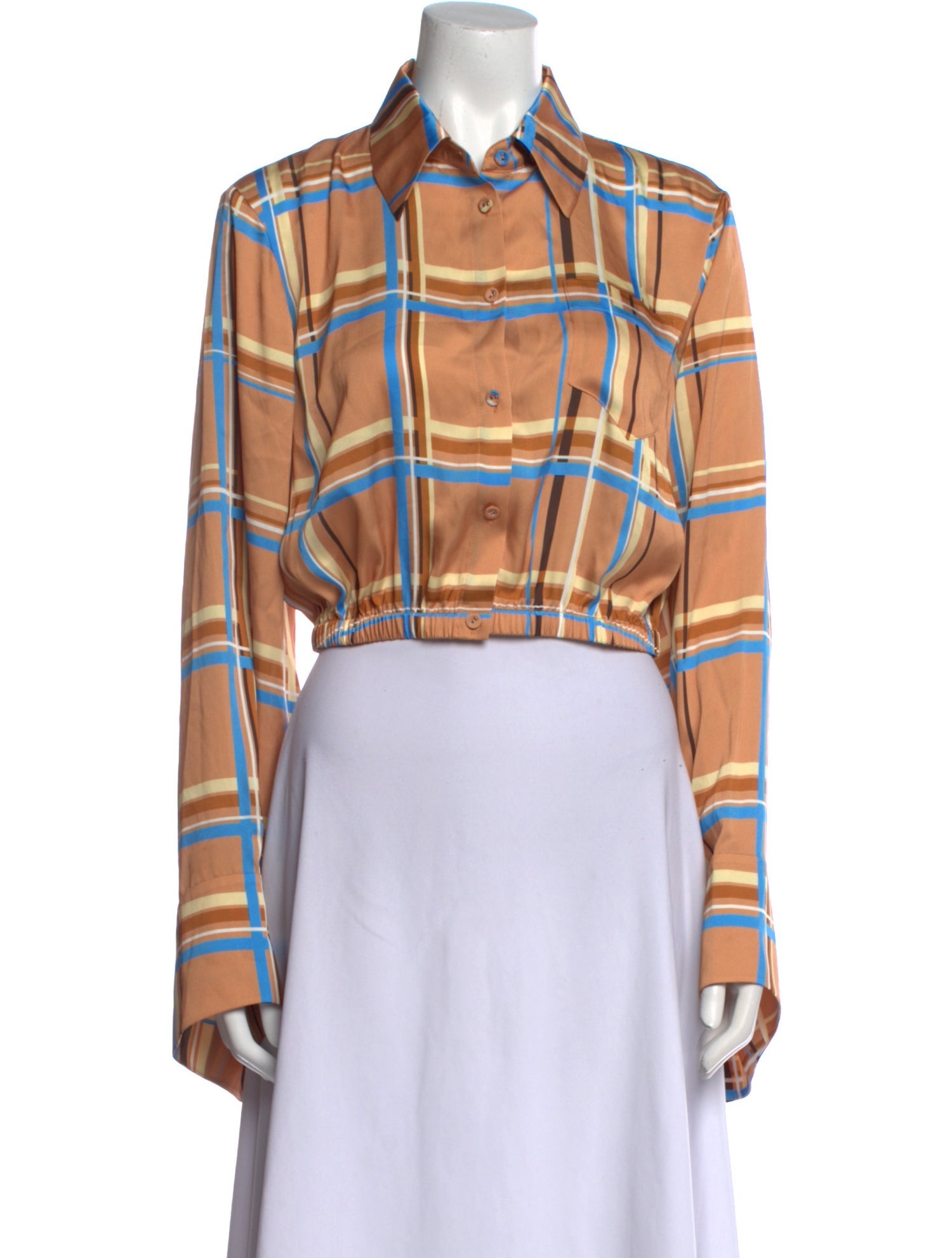 Favorite Daughter Plaid Print Long Sleeve Crop Top