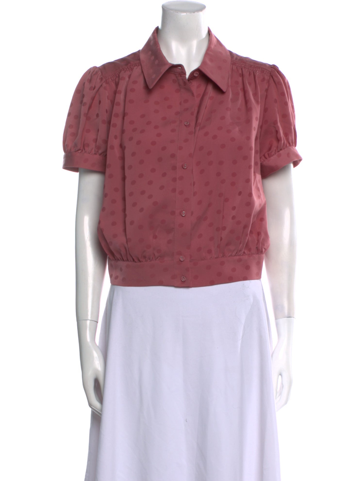 Favorite Daughter Polka Dot Print Short Sleeve Button-Up Top