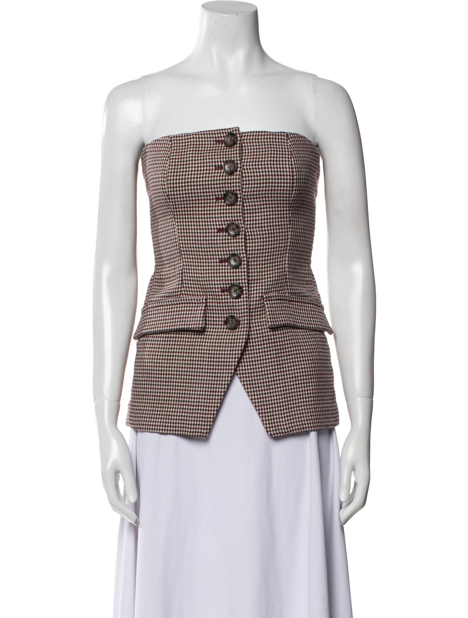 Favorite Daughter Houndstooth Print Strapless Top w/ Tags