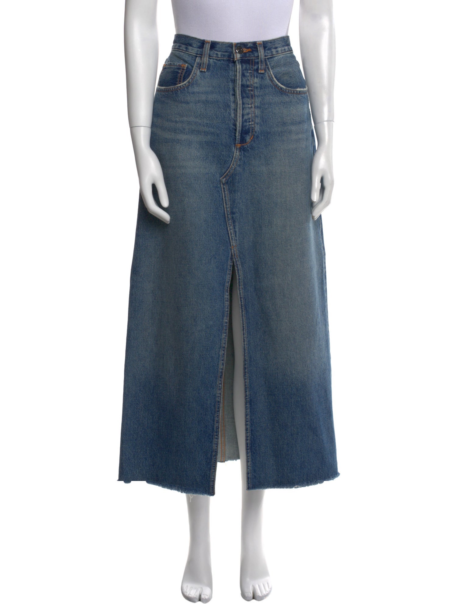 Favorite Daughter Distressed Accents Midi Length Skirt