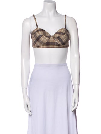 Favorite Daughter Plaid Print Square Neckline Crop Top