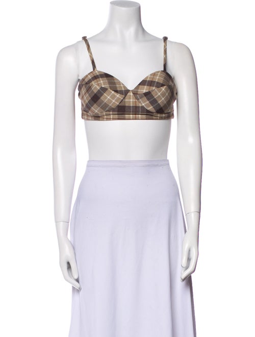 Favorite Daughter Plaid Print Square Neckline Crop Top