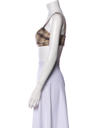 Favorite Daughter Plaid Print Square Neckline Crop Top