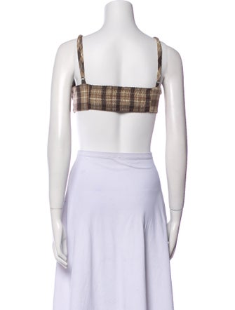 Favorite Daughter Plaid Print Square Neckline Crop Top