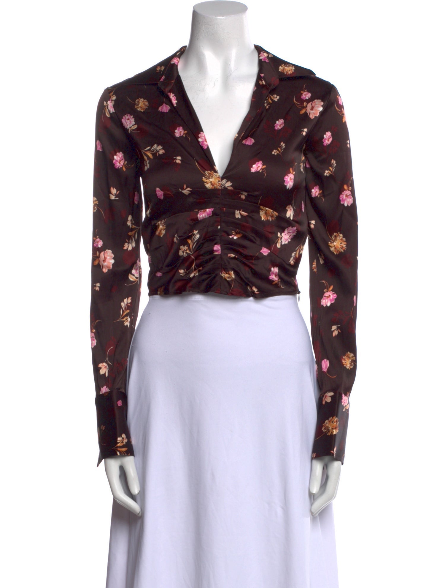 Favorite Daughter Floral Print Long Sleeve Crop Top w/ Tags