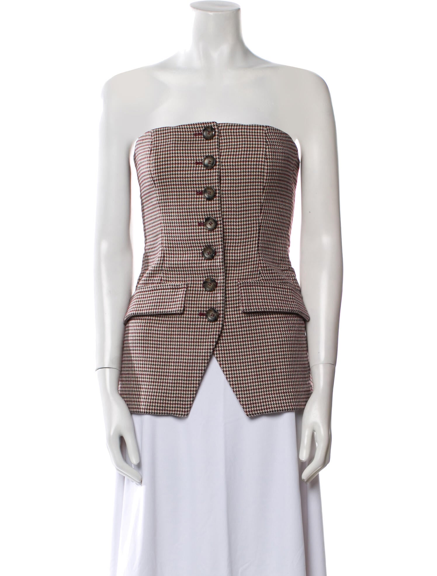 Favorite Daughter Houndstooth Print Strapless Top