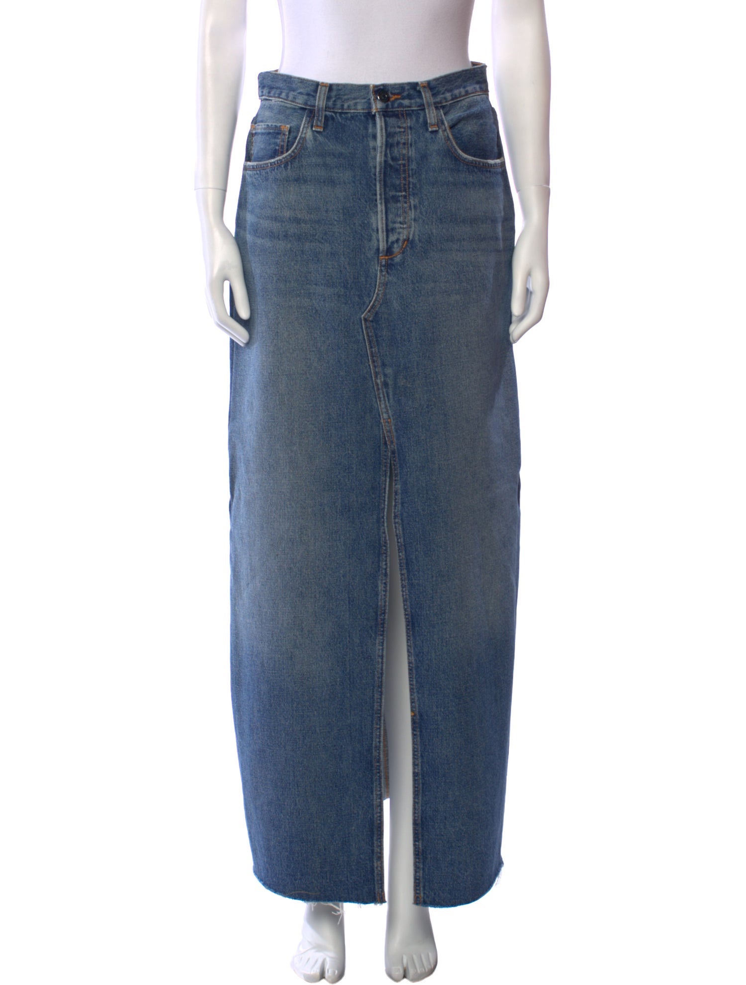 Favorite Daughter Distressed Accents Midi Length Skirt