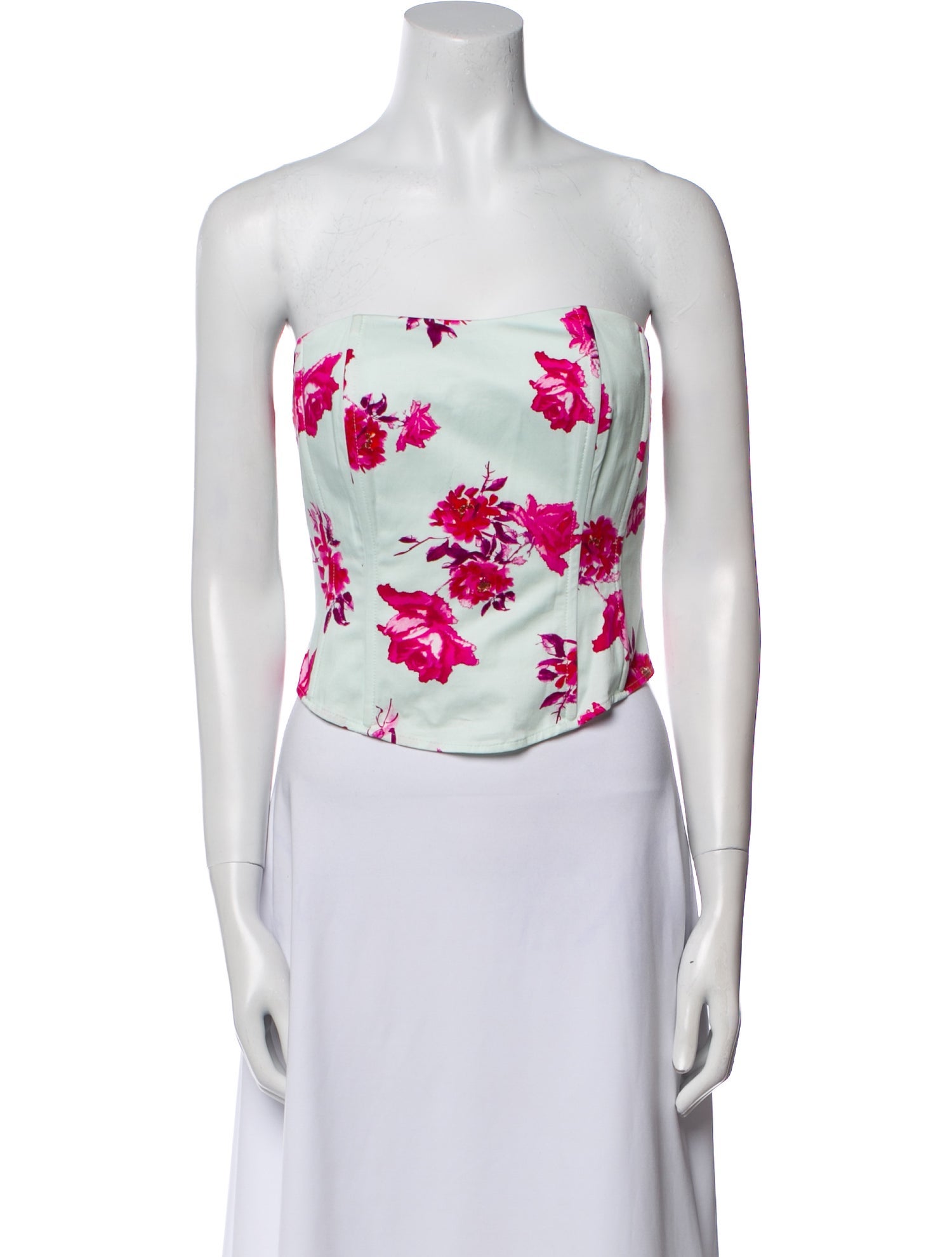 Favorite Daughter Floral Print Strapless Crop Top