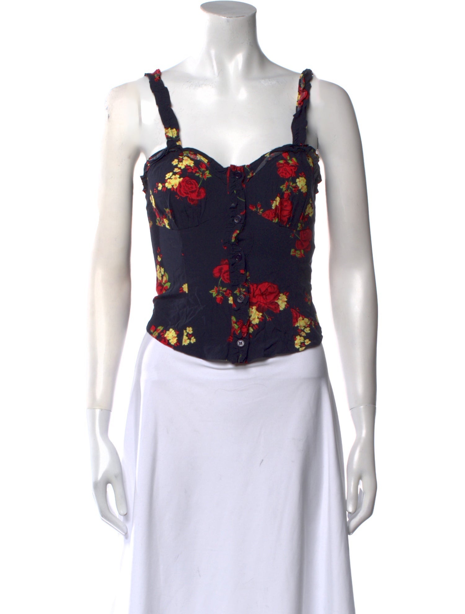 Favorite Daughter Floral Print Square Neckline Crop Top