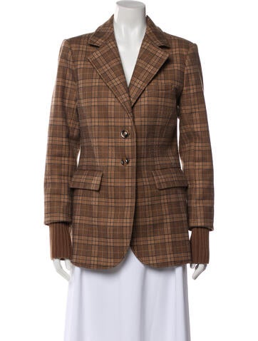 Pre-owned Favorite Daughter Plaid Print Blazer In White