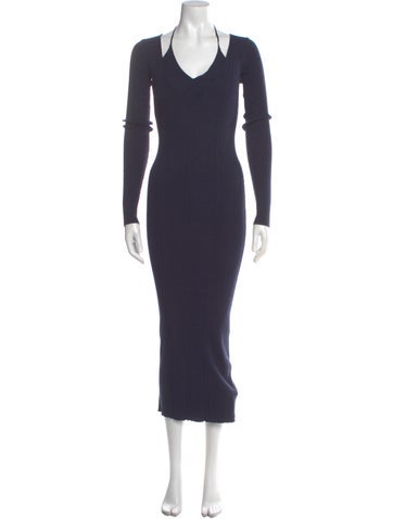 Pre-owned Favorite Daughter Scoop Neck Long Dress In Blue