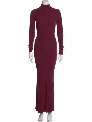 Pre-owned Favorite Daughter Turtleneck Long Dress In Burgundy