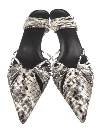 Femme LA Embossed Leather Animal Print Mules