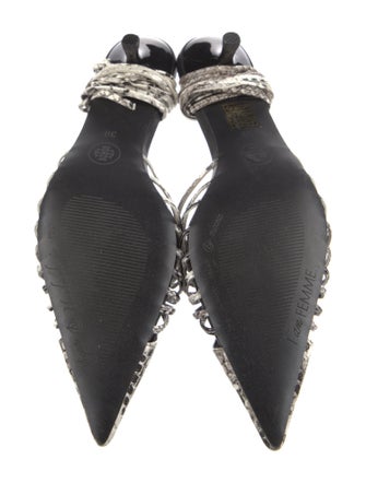 Femme LA Embossed Leather Animal Print Mules