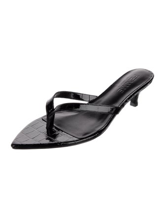 Femme LA Embossed Leather Flip Flops