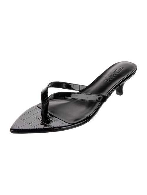 Femme LA Embossed Leather Flip Flops