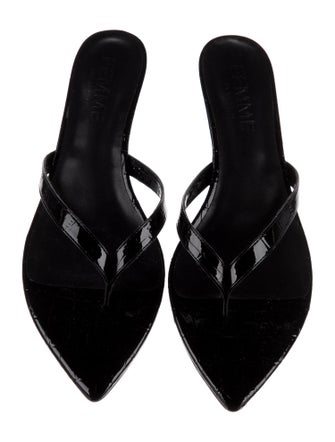 Femme LA Embossed Leather Flip Flops