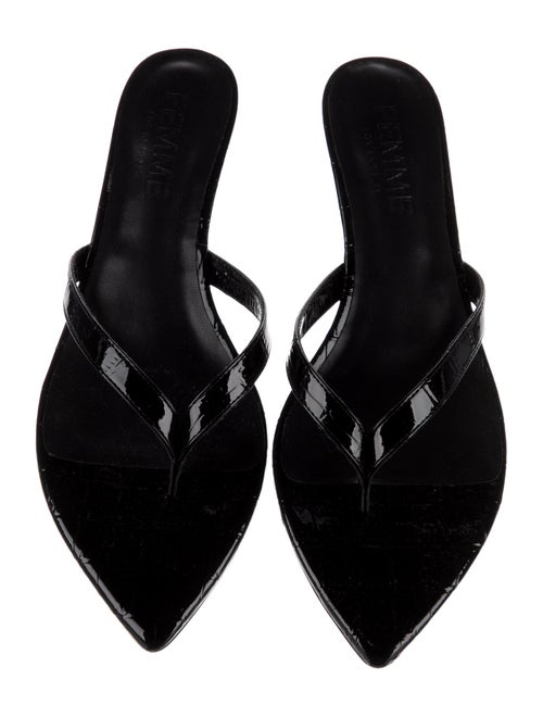 Femme LA Embossed Leather Flip Flops