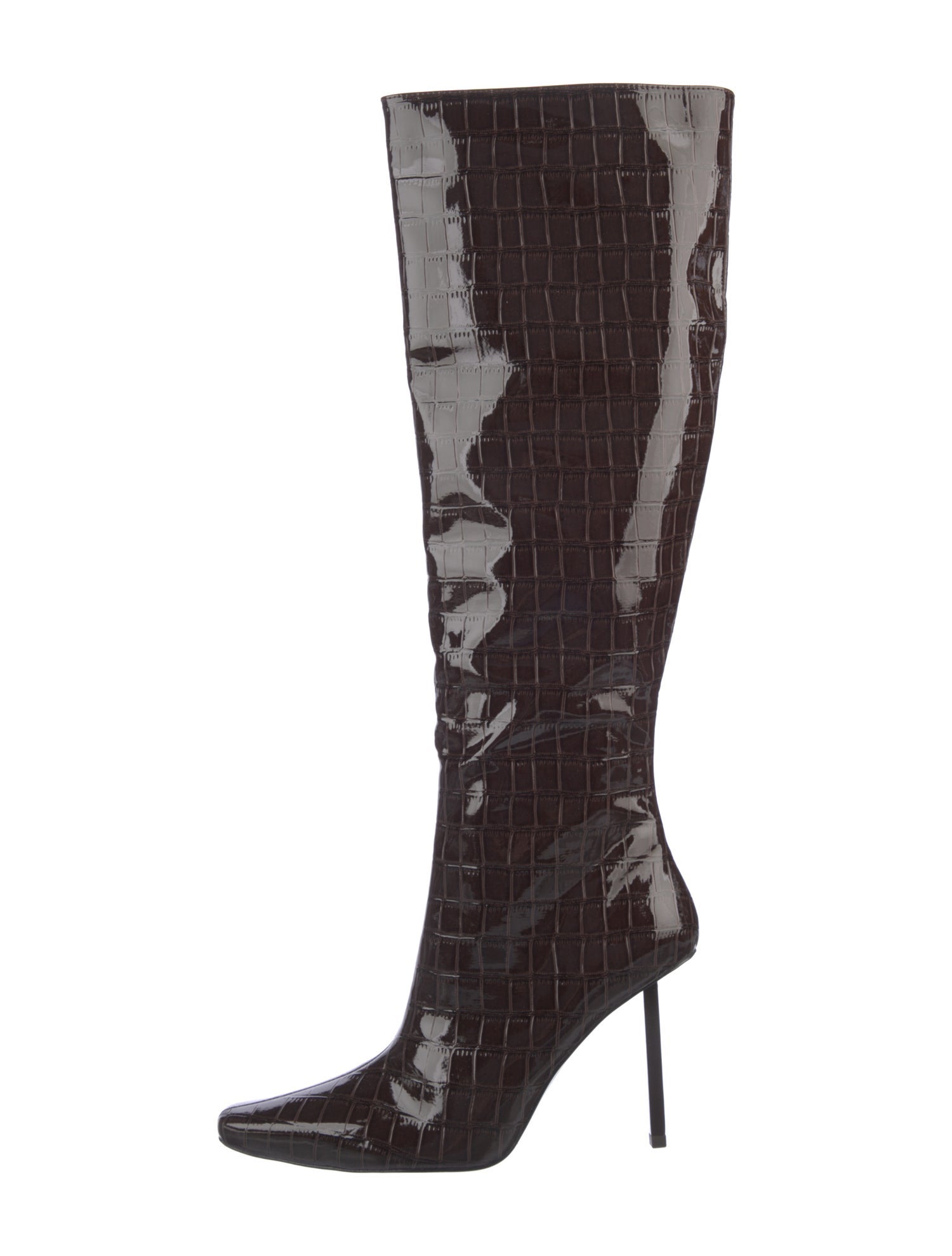 Femme LA Patent Leather Animal Print Boots