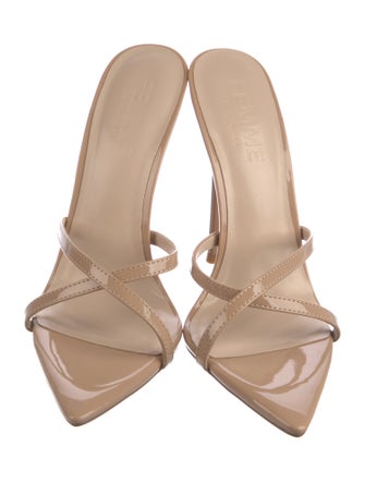 Femme LA Patent Leather Embroidered Accent Slides