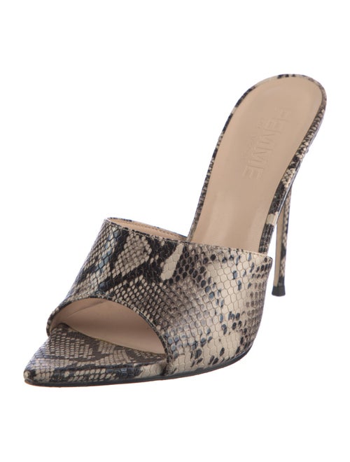 Femme LA Embossed Leather Animal Print Slides