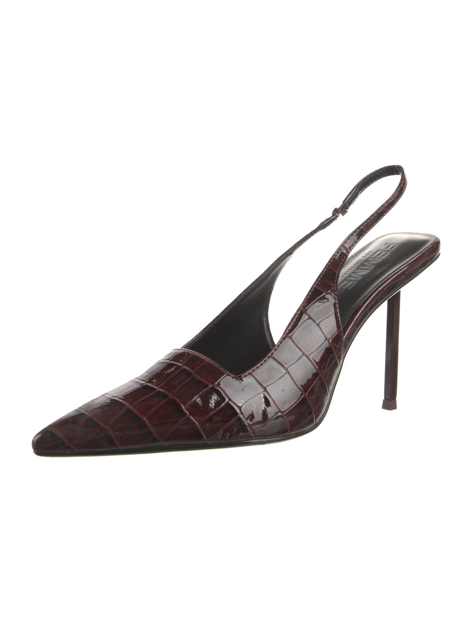 Femme LA Embossed Leather Slingback Pumps