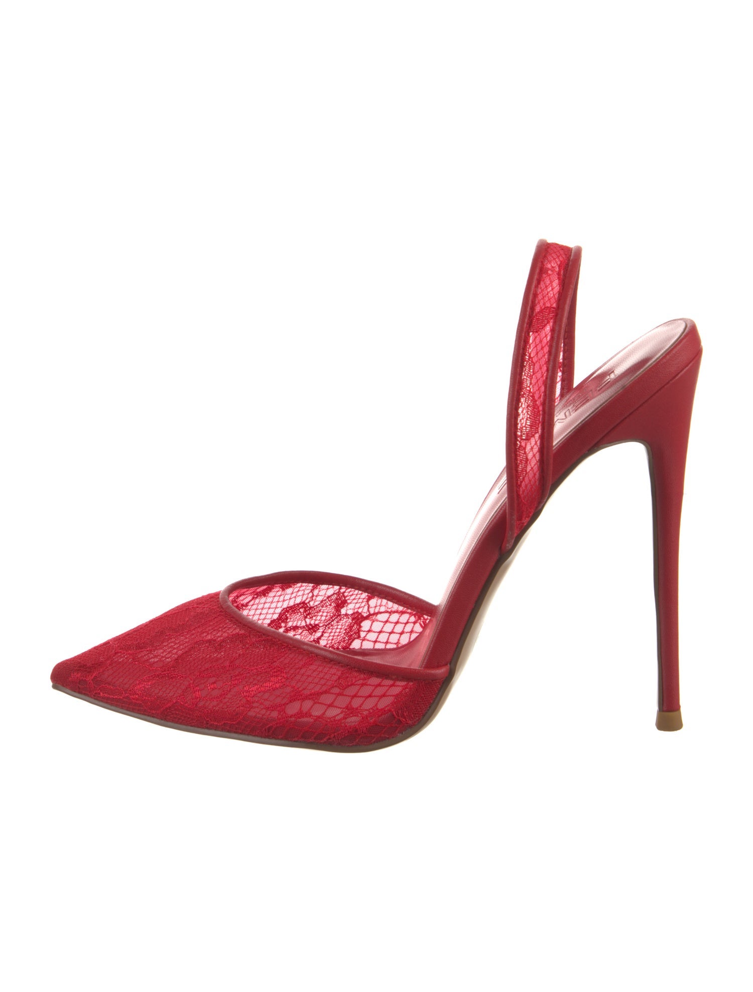 Femme LA Lace Lace Pattern Slingback Pumps