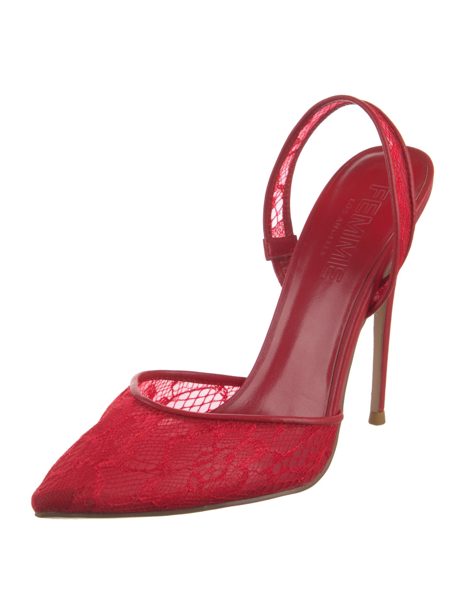 Femme LA Lace Lace Pattern Slingback Pumps