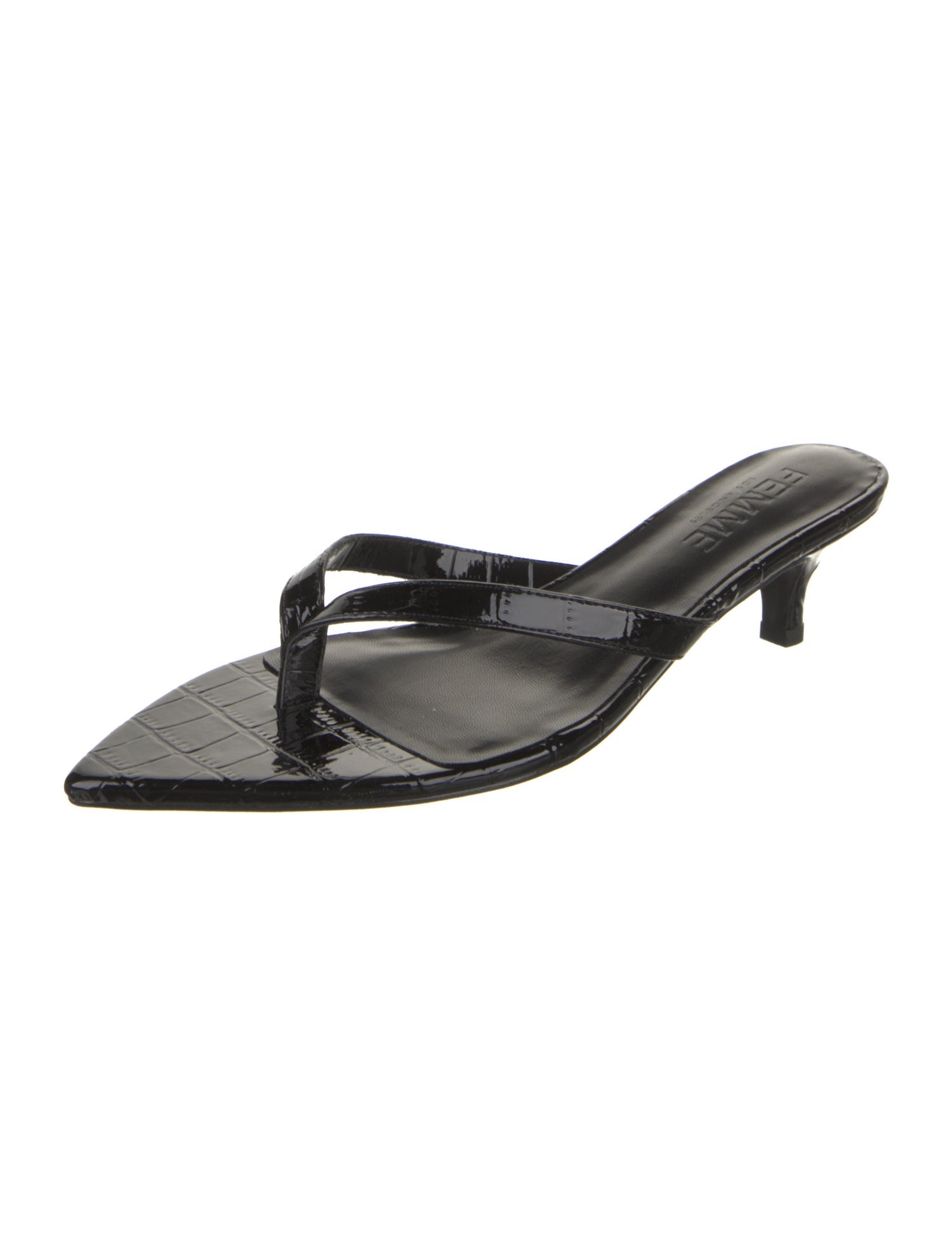 Femme LA Embossed Leather Slides