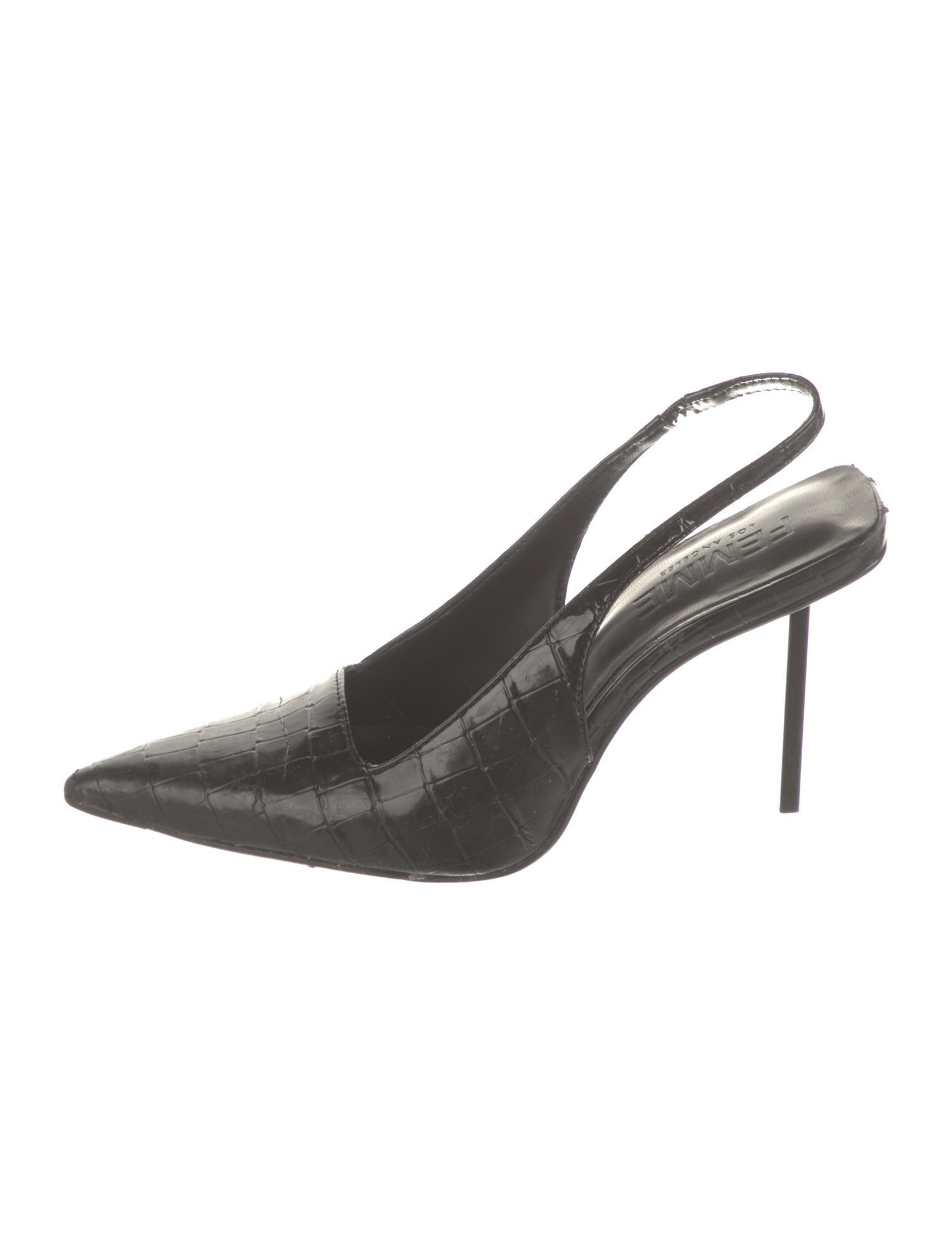 Femme LA Embossed Leather Slingback Pumps