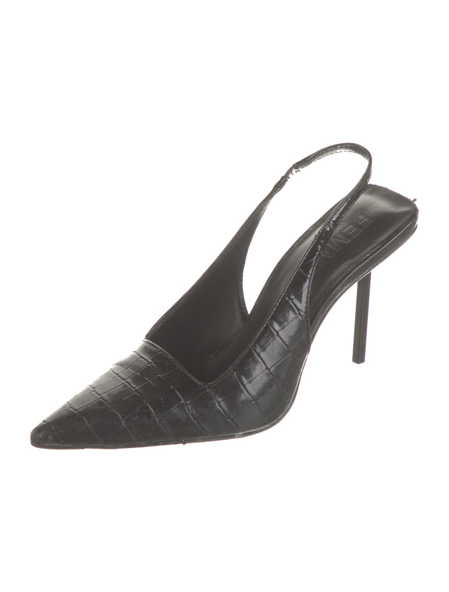 Femme LA Embossed Leather Slingback Pumps