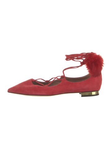 Gianna Meliani Flats Suede Pom-Pom Embellishments 6.5