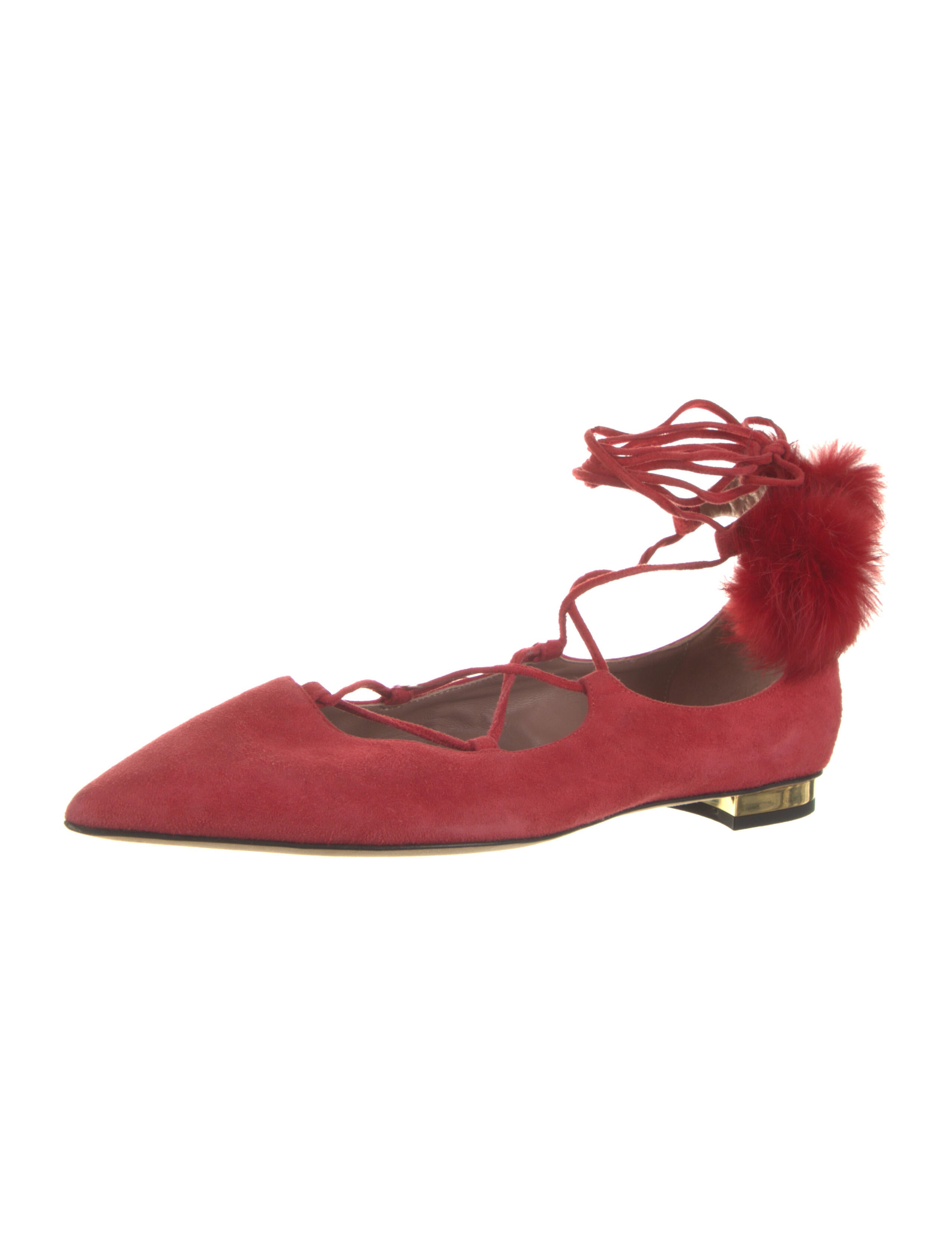 Gianna Meliani Suede Pom-Pom Embellishments Flats