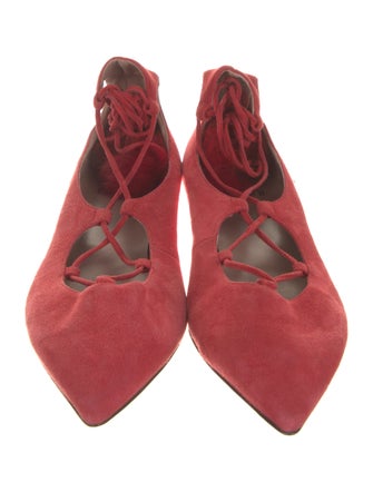 Gianna Meliani Suede Pom-Pom Embellishments Flats