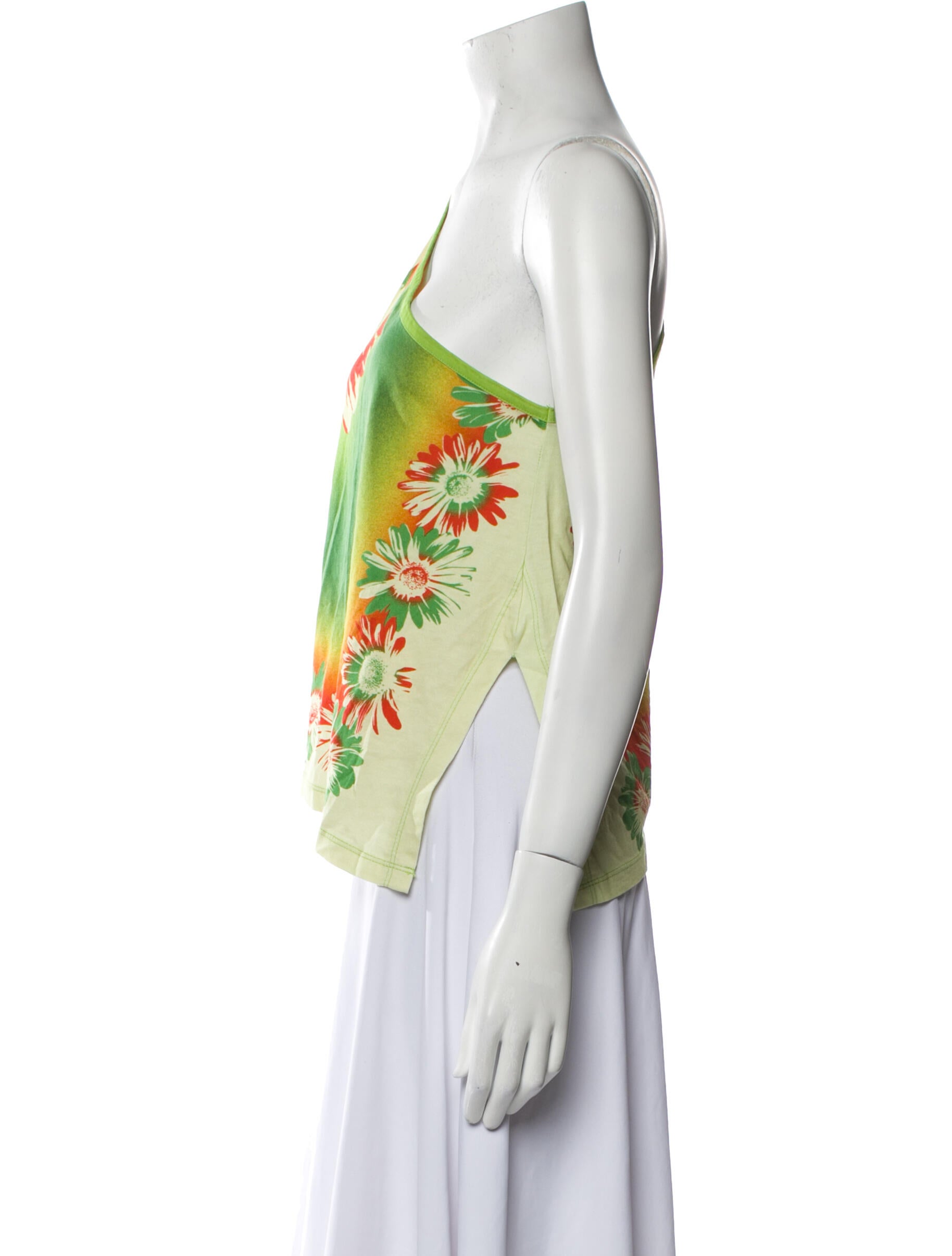 Gimaguas Floral Print One-Shoulder Top - Green Tops, Clothing
