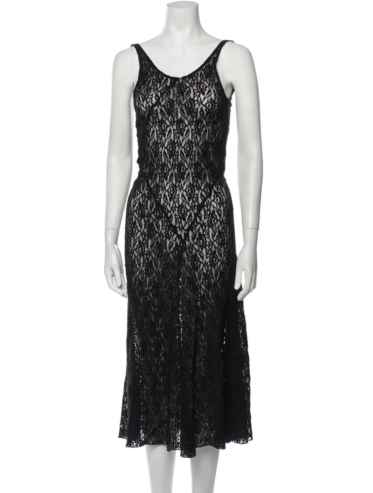 Gimaguas Lace Pattern Long Dress - Black Dresses, Clothing