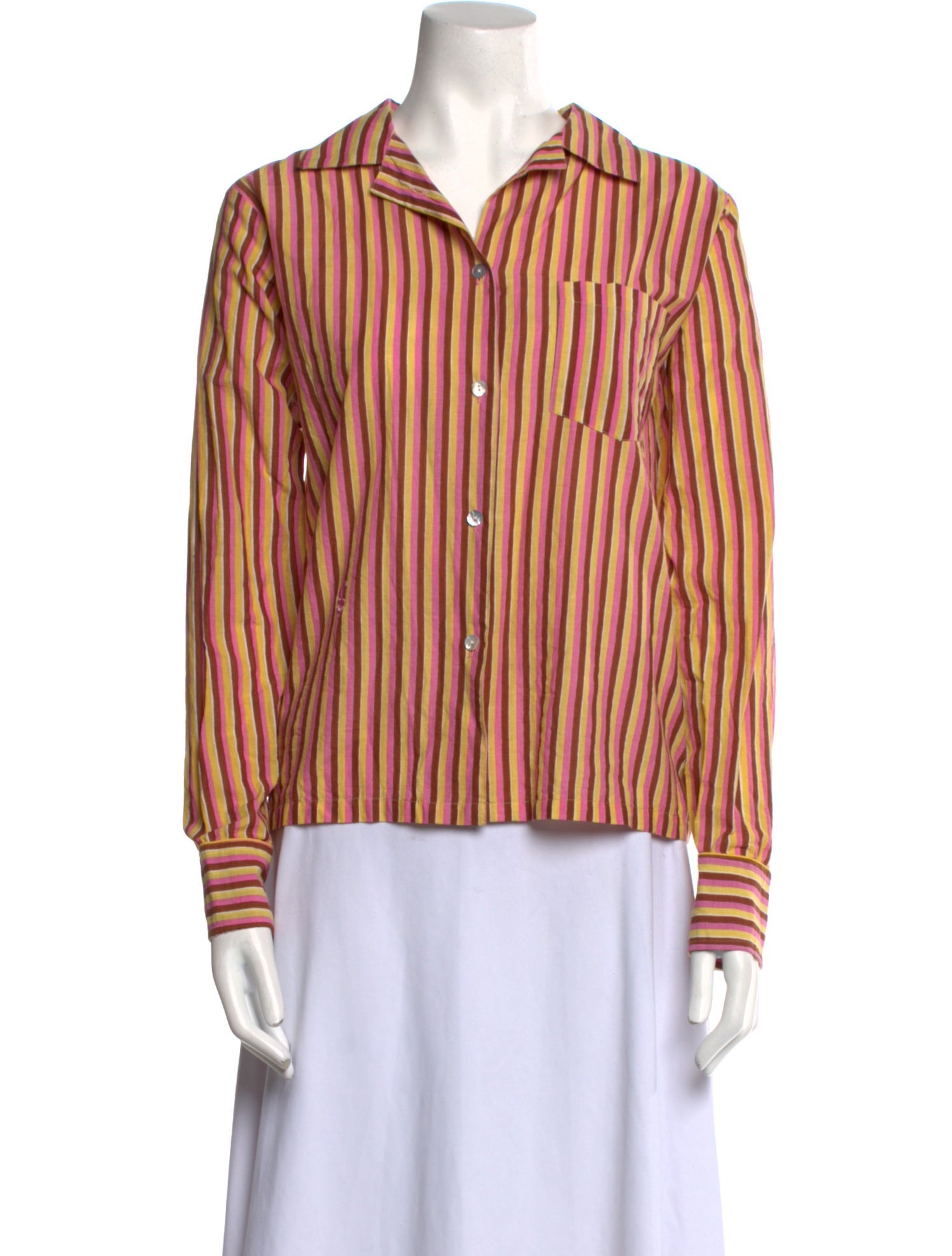 Gimaguas Striped Long Sleeve Button-Up Top
