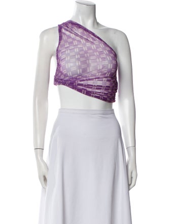 Gimaguas Printed One-Shoulder Crop Top