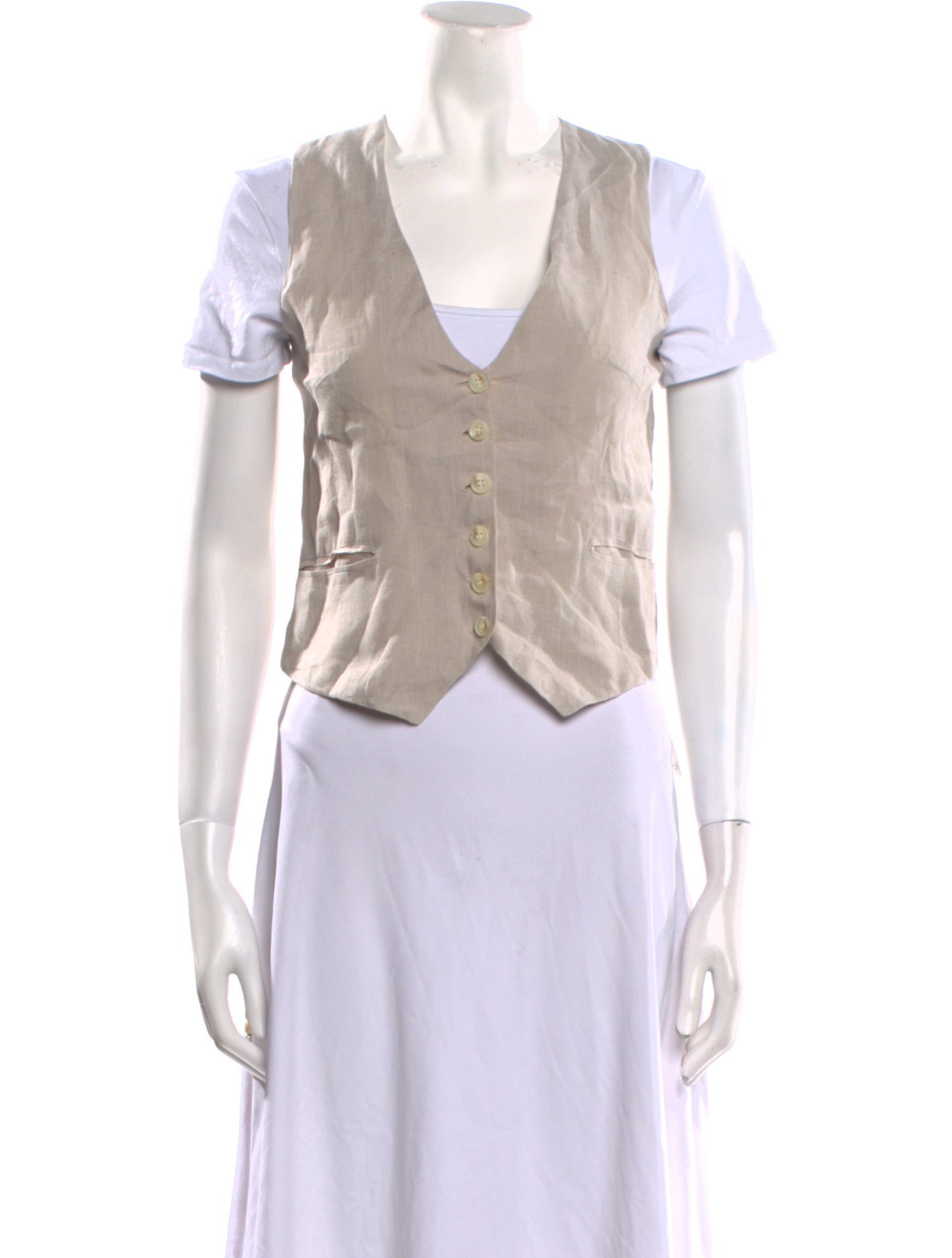 Gimaguas Linen V-Neck Crop Top