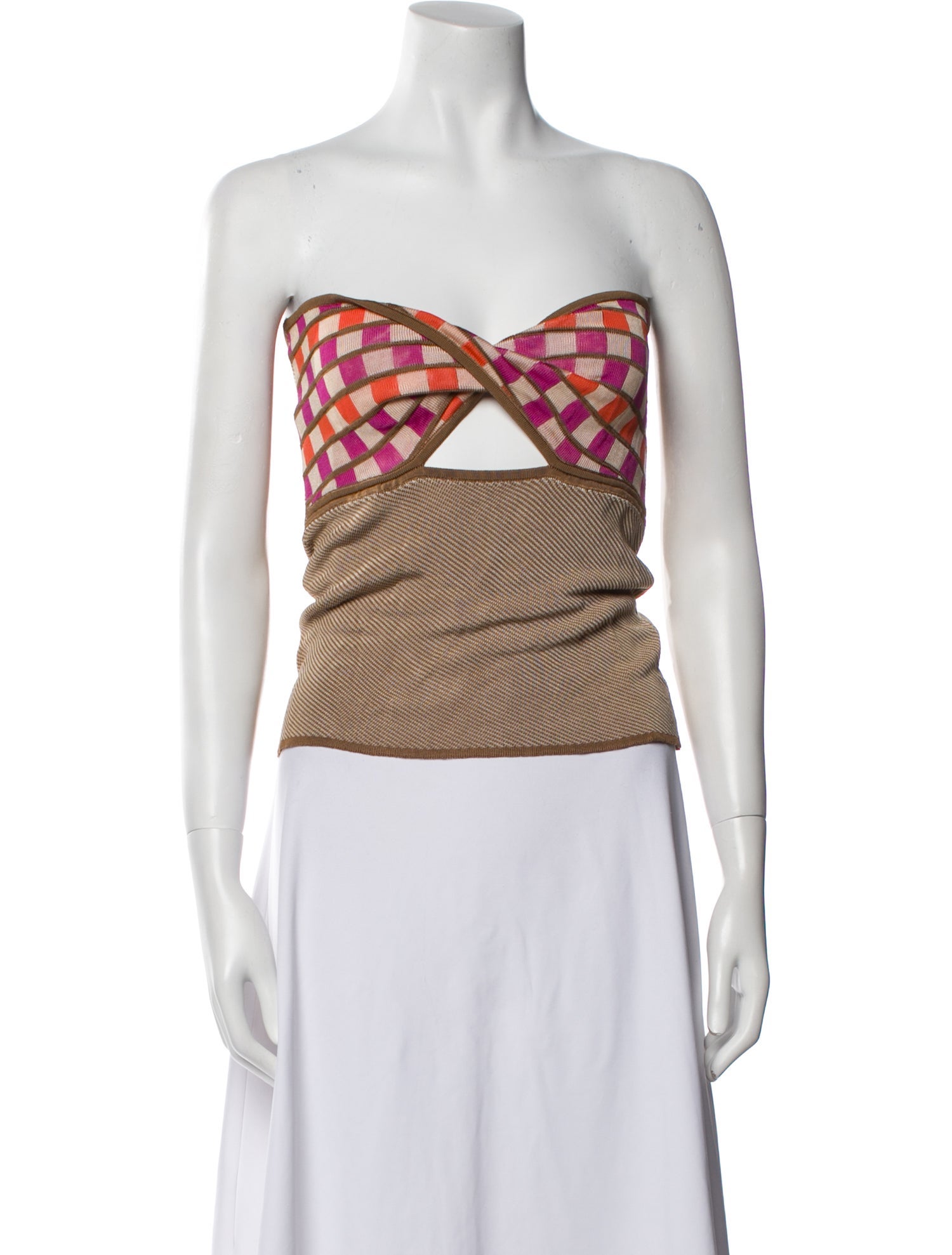 Gimaguas Plaid Print Strapless Sweater