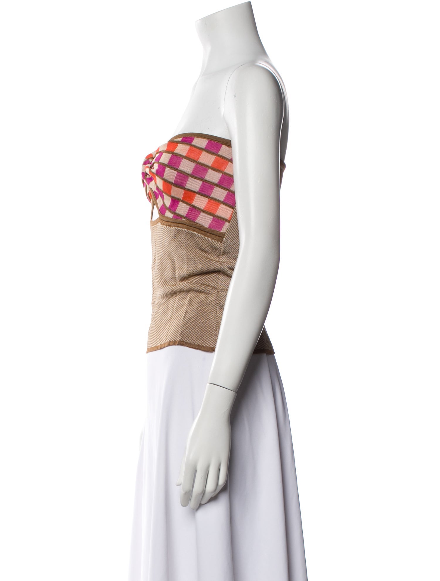 Gimaguas Plaid Print Strapless Sweater