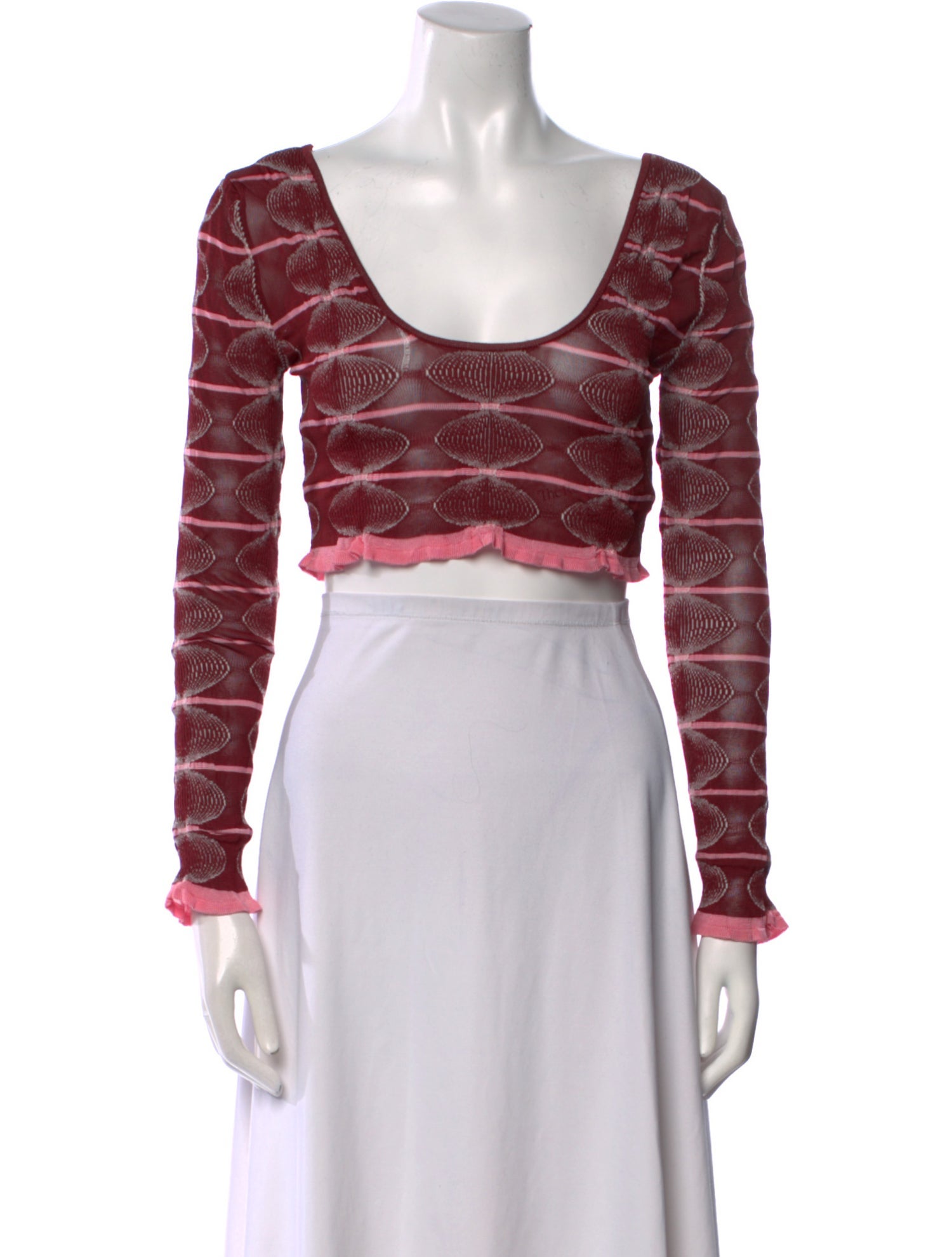 Gimaguas Printed Scoop Neck Crop Top