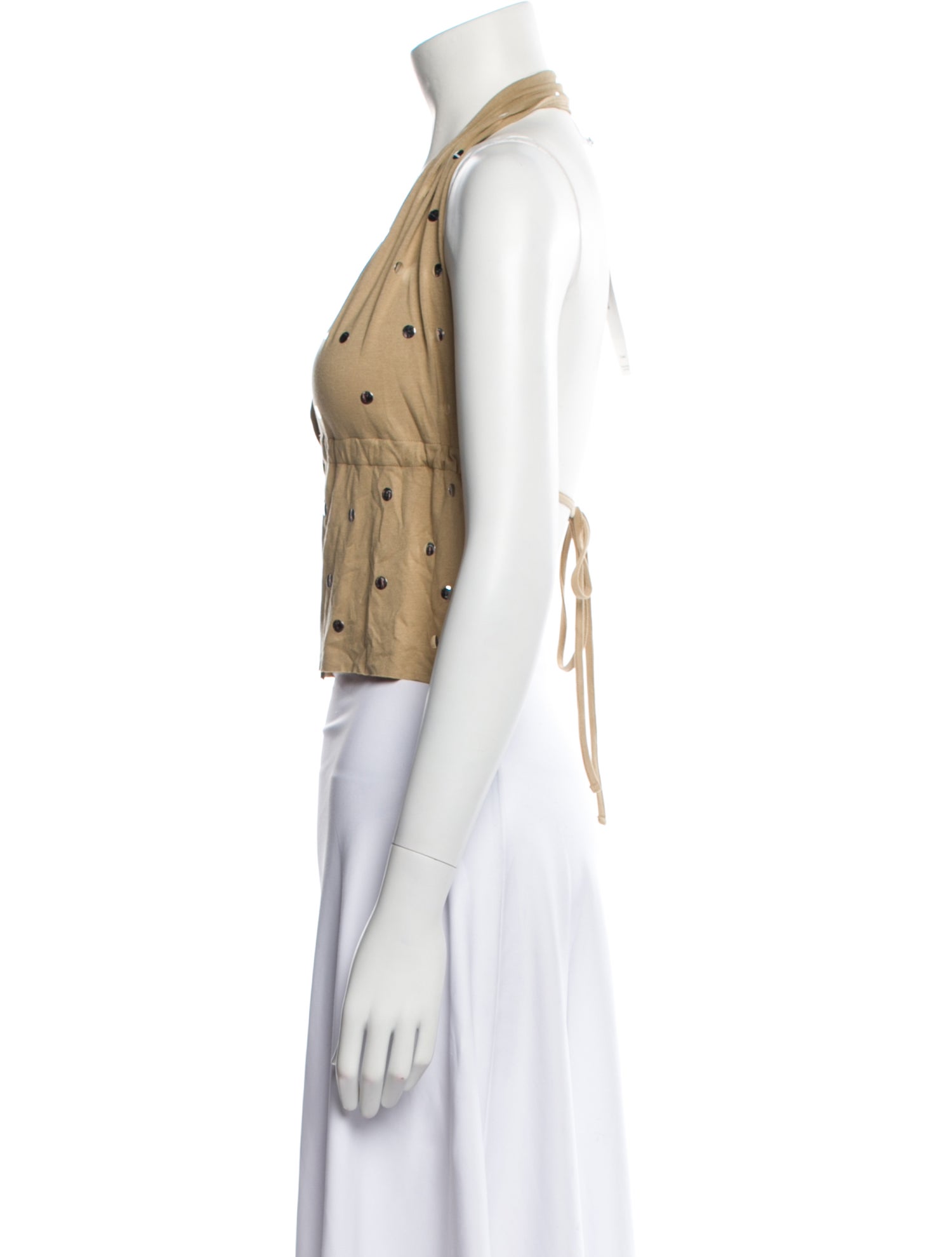 Gimaguas Polka Dot Print Plunge Neckline Crop Top w/ Tags