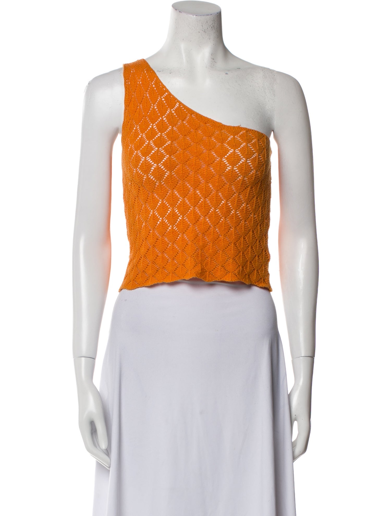 Gimaguas Lace Pattern One-Shoulder Crop Top